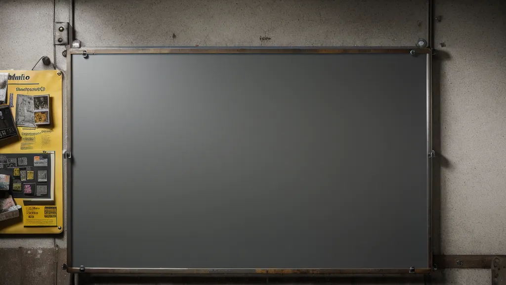 Eine alte Magnettafel mit ungeordneten Zetteln zur Maschinenplanung in einer Werkstatt