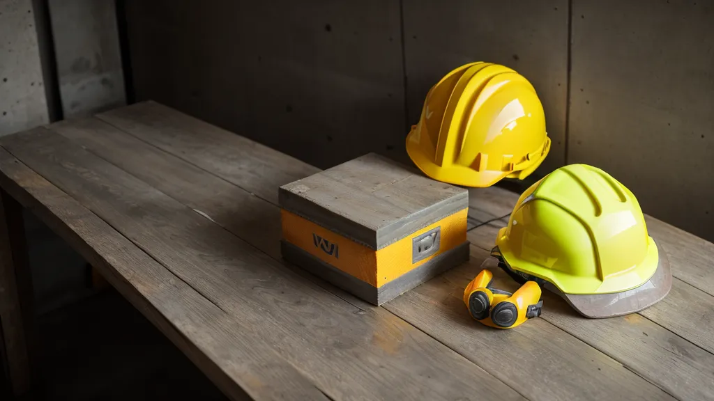 Bürocontainer auf der Baustelle mit Tablet und Bauplänen.